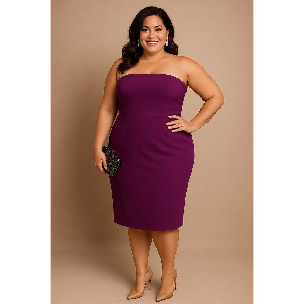 NEW Maree Pour Toi Women's Strapless Cocktail Dress Deep Purple Curvy 20 Glam
